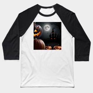 Halloween Pumpkin & Castle Study Baseball T-Shirt